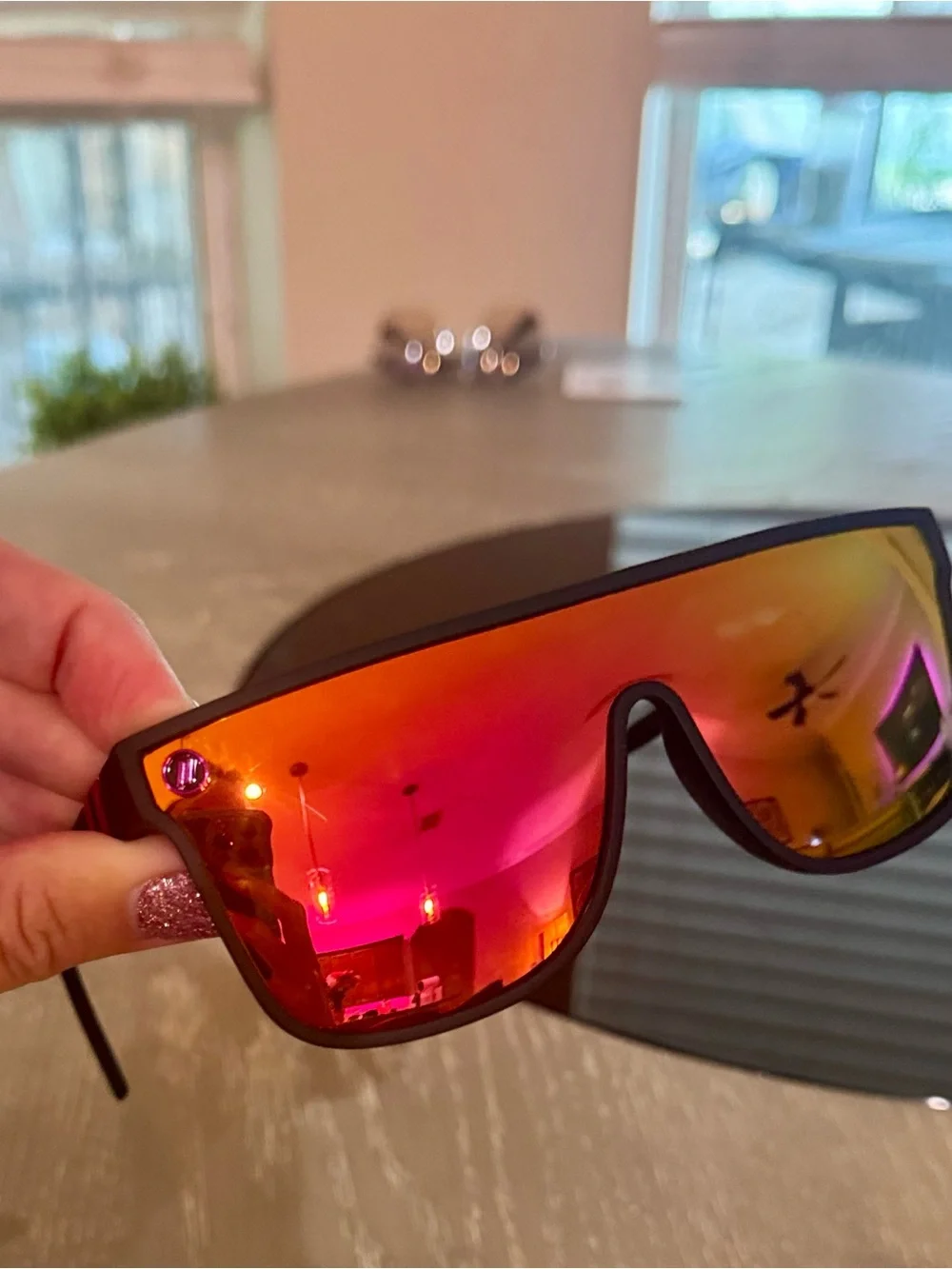 Blenders Women's Pink Mirror Lens Sport Sunglasses with Black Frame